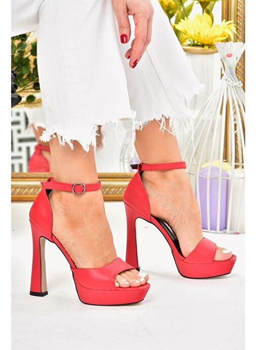 Kırmızı Platform Kalın Topuklu Kadın Ayakkabı K404580109 - Görsel 3