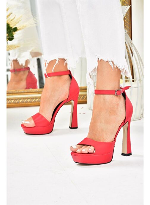 Kırmızı Platform Kalın Topuklu Kadın Ayakkabı K404580109 - Görsel 4