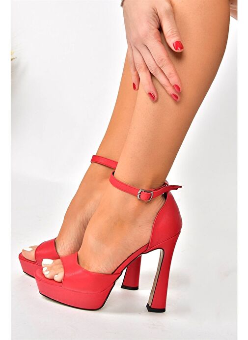 Kırmızı Platform Kalın Topuklu Kadın Ayakkabı K404580109 - Görsel 5