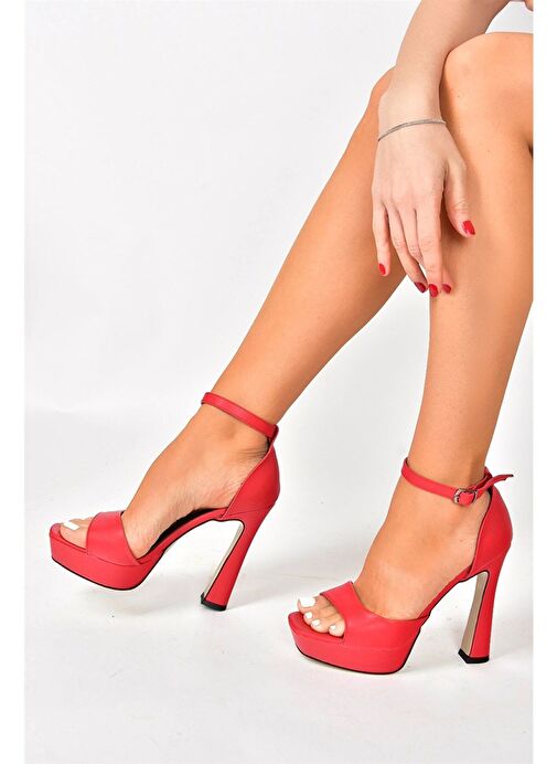 Kırmızı Platform Kalın Topuklu Kadın Ayakkabı K404580109 - Görsel 6