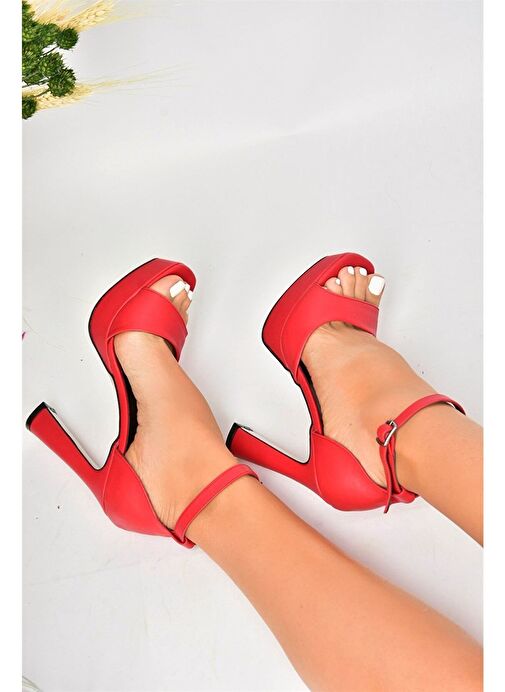 Kırmızı Platform Kalın Topuklu Kadın Ayakkabı K404580109 - Görsel 7