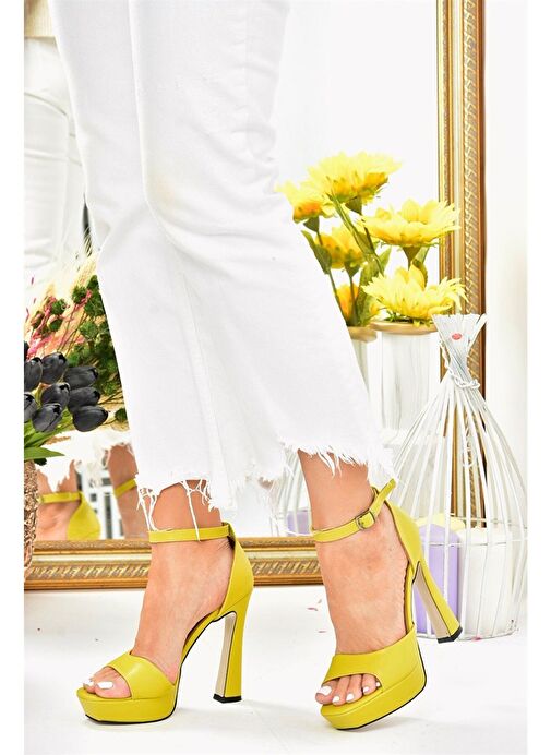 Sarı Platform Kalın Topuklu Kadın Ayakkabı K404580109 - Görsel 3