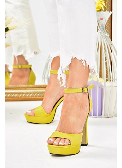 Sarı Platform Kalın Topuklu Kadın Ayakkabı K404580109 - Görsel 4