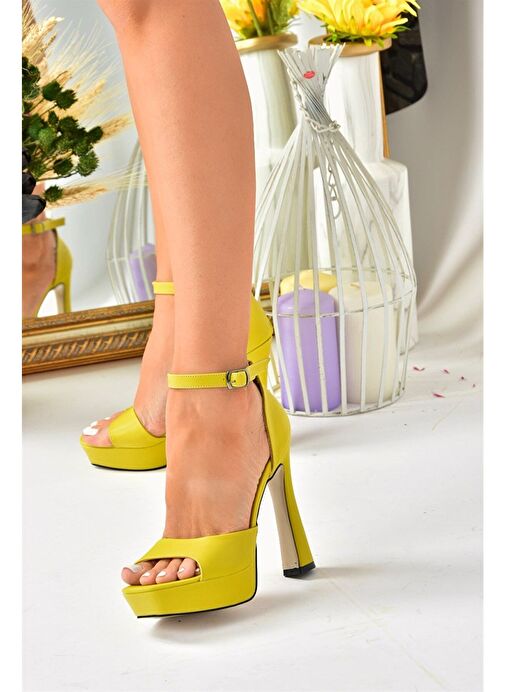 Sarı Platform Kalın Topuklu Kadın Ayakkabı K404580109 - Görsel 7