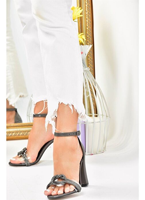 Platin Kalın Topuklu Kadın Abiye Ayakkabı M312306309 - Görsel 2