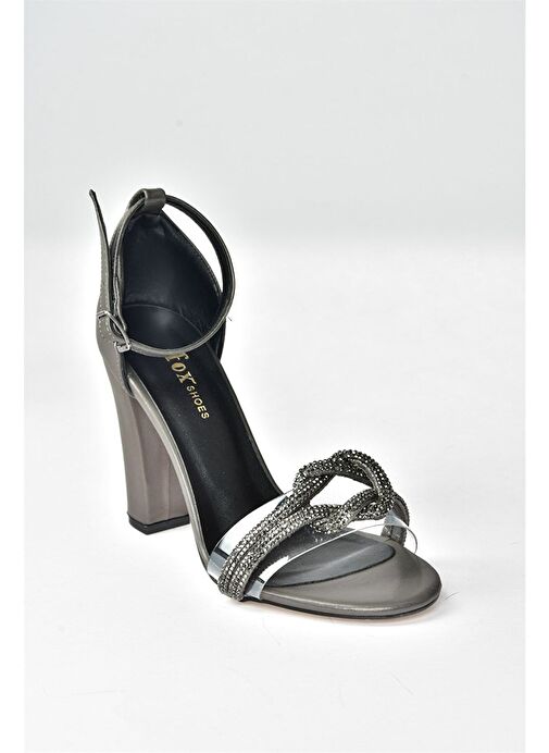 Platin Kalın Topuklu Kadın Abiye Ayakkabı M312306309 - Görsel 8