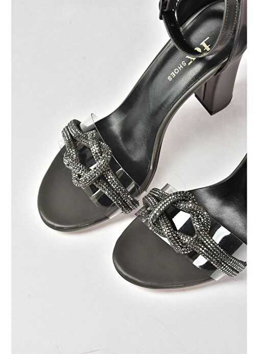 Platin Kalın Topuklu Kadın Abiye Ayakkabı M312306309 - Görsel 9