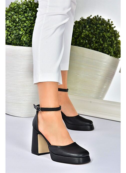 Siyah Kalın Platform Topuklu Kadın Ayakkabı M404100809 - Görsel 2