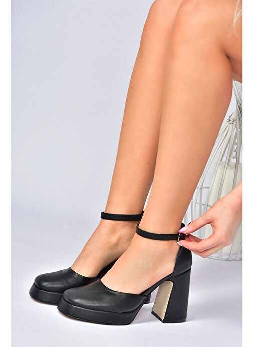 Siyah Kalın Platform Topuklu Kadın Ayakkabı M404100809 - Görsel 3