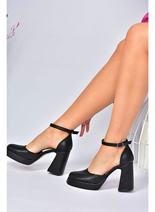 Siyah Kalın Platform Topuklu Kadın Ayakkabı M404100809 - Görsel 4
