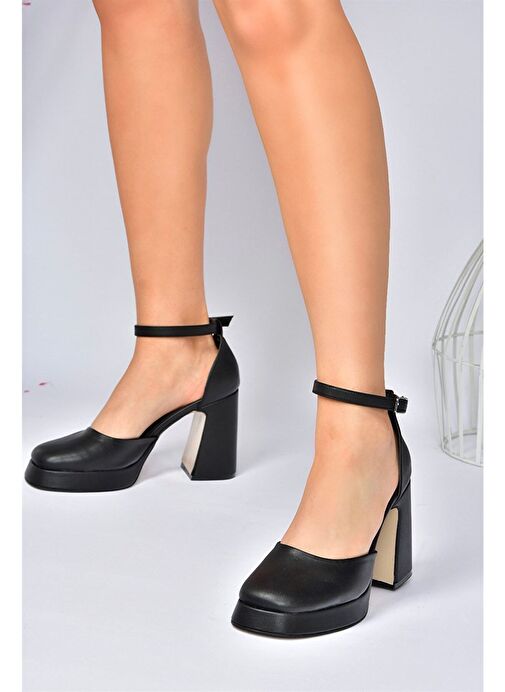Siyah Kalın Platform Topuklu Kadın Ayakkabı M404100809 - Görsel 5