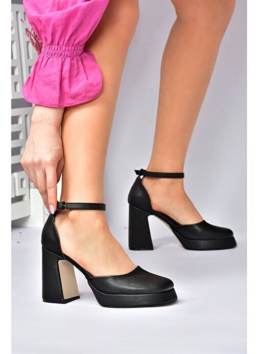 Siyah Kalın Platform Topuklu Kadın Ayakkabı M404100809 - Görsel 6