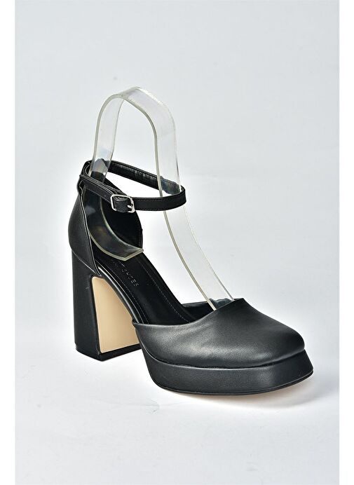 Siyah Kalın Platform Topuklu Kadın Ayakkabı M404100809 - Görsel 7