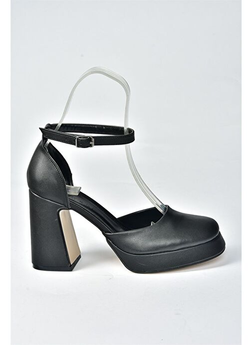 Siyah Kalın Platform Topuklu Kadın Ayakkabı M404100809 - Görsel 8