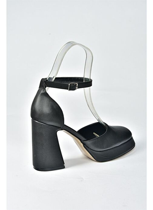 Siyah Kalın Platform Topuklu Kadın Ayakkabı M404100809 - Görsel 9