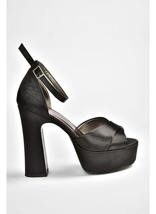 Siyah/Siyah Kumaş Platform Kalın Topuklu Abiye Ayakkabı M348202504 - Görsel 6