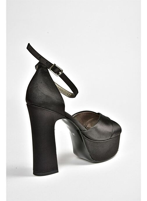 Siyah/Siyah Kumaş Platform Kalın Topuklu Abiye Ayakkabı M348202504 - Görsel 8