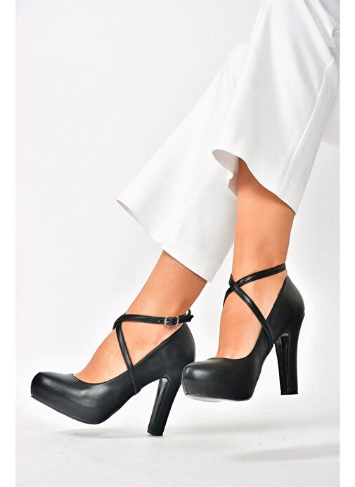 Siyah/Platin Platform Topuklu Kadın Ayakkabı M348007609 - Görsel 3