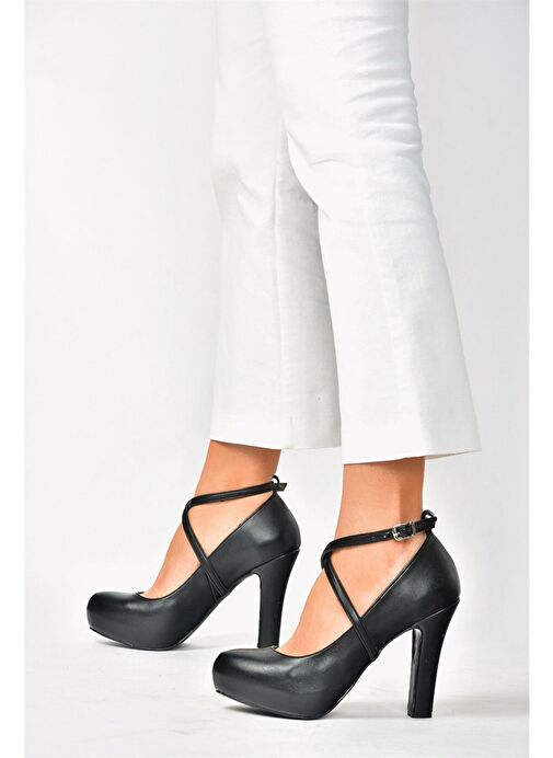 Siyah/Platin Platform Topuklu Kadın Ayakkabı M348007609 - Görsel 4