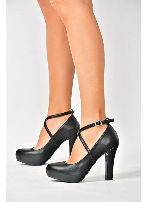 Siyah/Platin Platform Topuklu Kadın Ayakkabı M348007609 - Görsel 6