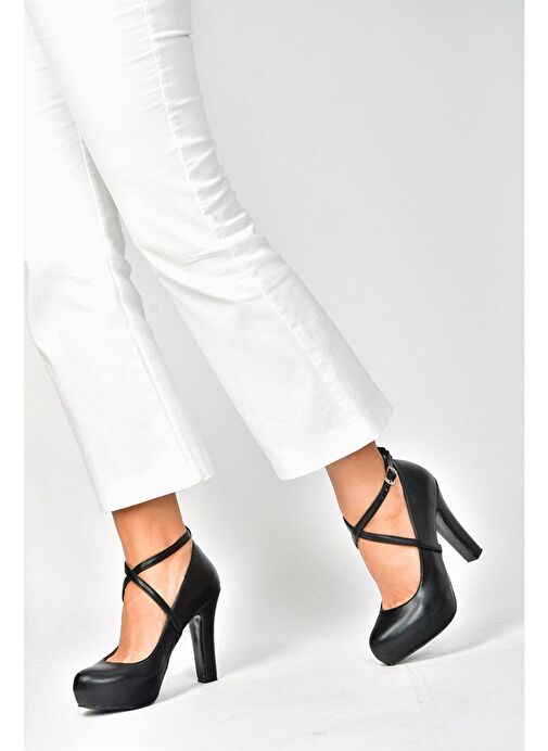 Siyah/Platin Platform Topuklu Kadın Ayakkabı M348007609 - Görsel 7