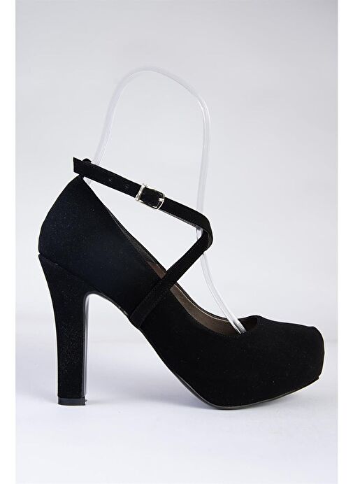 Siyah/Siyah Nubuk Platform Topuklu Kadın Ayakkabı M348007601 - Görsel 6