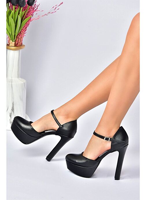 Siyah/Siyah Platform Kalın Yüksek Topuklu Kadın Ayakkabı M246002109 - Görsel 3
