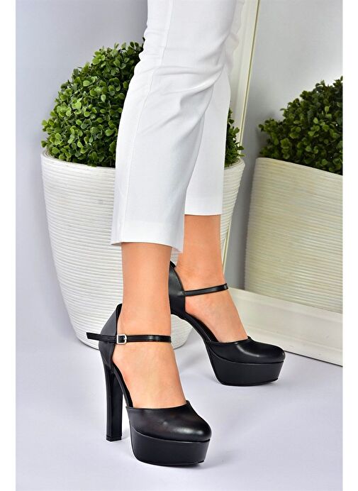 Siyah/Siyah Platform Kalın Yüksek Topuklu Kadın Ayakkabı M246002109 - Görsel 6