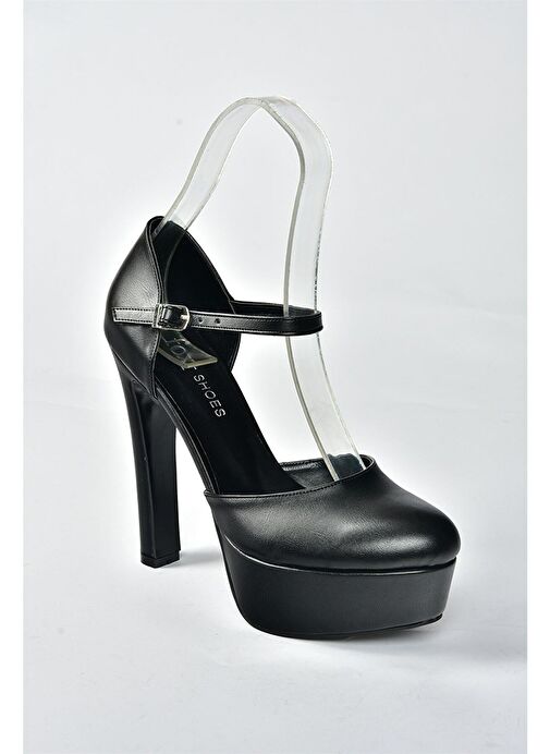 Siyah/Siyah Platform Kalın Yüksek Topuklu Kadın Ayakkabı M246002109 - Görsel 8