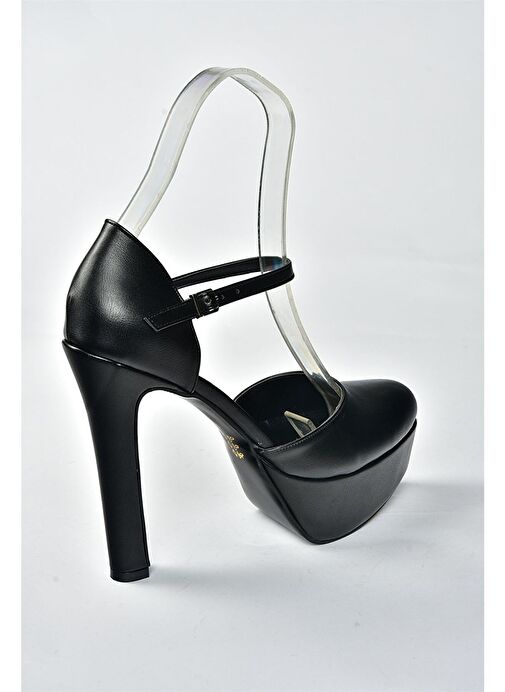 Siyah/Siyah Platform Kalın Yüksek Topuklu Kadın Ayakkabı M246002109 - Görsel 9