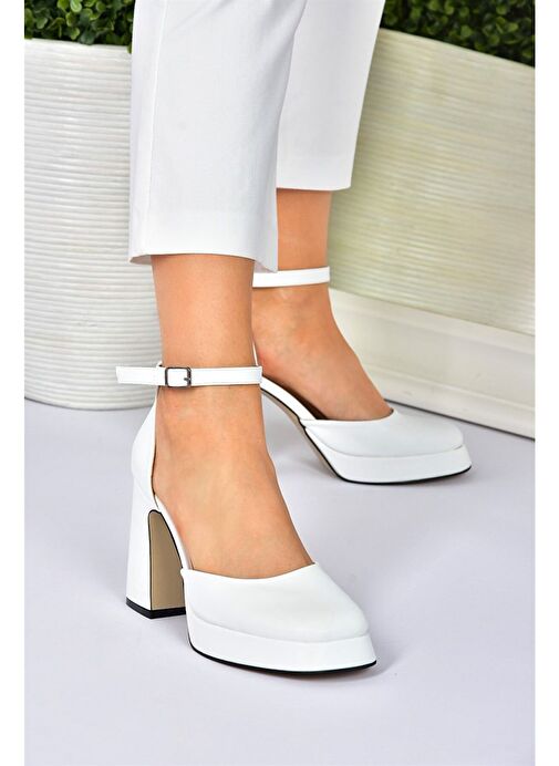 Fox Shoes Beyaz Kadın Platform Topuklu Ayakkabı 8731 - Görsel 2