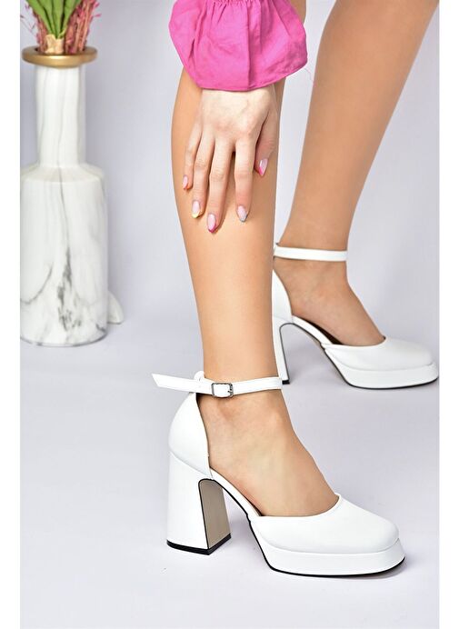 Fox Shoes Beyaz Kadın Platform Topuklu Ayakkabı 8731 - Görsel 5