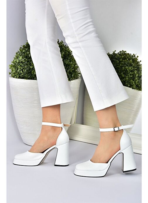 Fox Shoes Beyaz Kadın Platform Topuklu Ayakkabı 8731 - Görsel 7