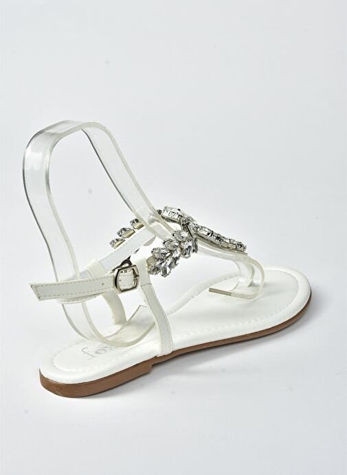 Beyaz Taşlı Parmak Arası Kadın Sandalet M272006009 - Görsel 7