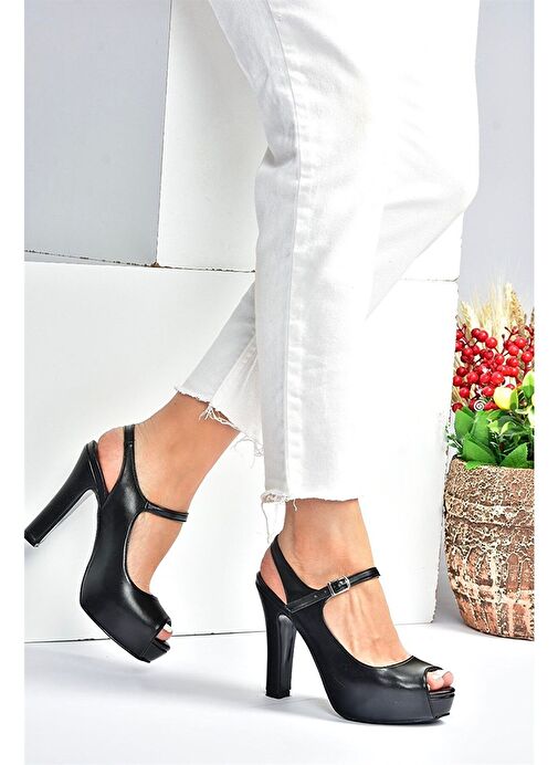 Siyah/Siyah Platform Topuklu Kadın Abiye Ayakkabı M348007009 - Görsel 2