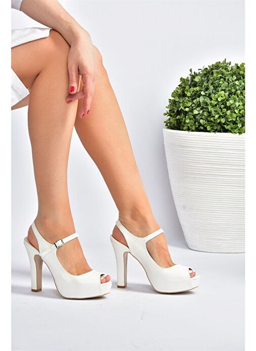 Beyaz Platform Topuklu Kadın Abiye Ayakkabı M348007009 - Görsel 2