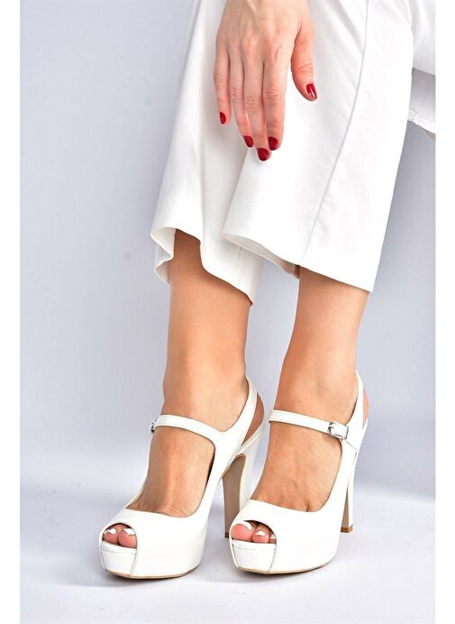 Beyaz Platform Topuklu Kadın Abiye Ayakkabı M348007009 - Görsel 3
