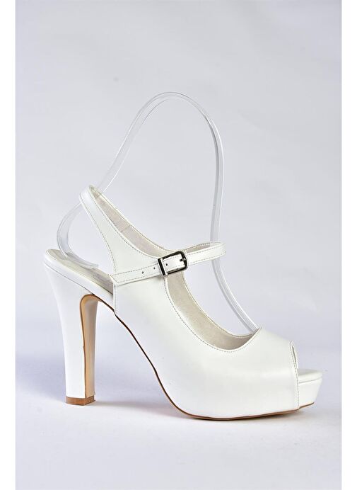 Beyaz Platform Topuklu Kadın Abiye Ayakkabı M348007009 - Görsel 5