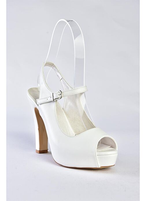Beyaz Platform Topuklu Kadın Abiye Ayakkabı M348007009 - Görsel 6