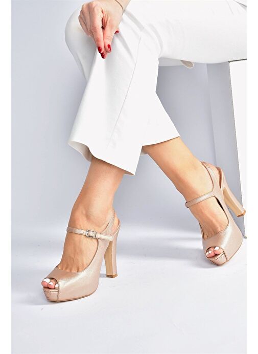 Bronz Platform Topuklu Kadın Abiye Ayakkabı M348007009 - Görsel 2