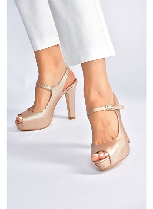 Bronz Platform Topuklu Kadın Abiye Ayakkabı M348007009 - Görsel 3