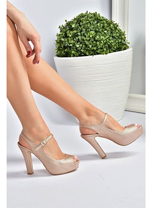 Bronz Platform Topuklu Kadın Abiye Ayakkabı M348007009 - Görsel 4