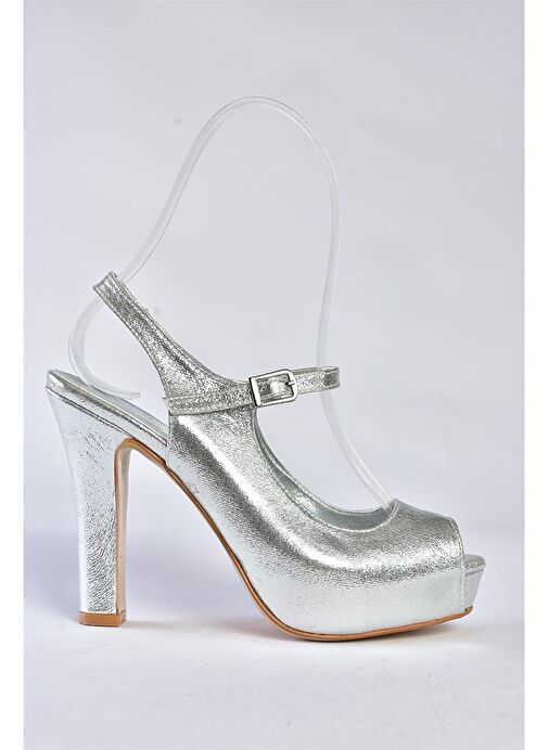 Gümüş Sim Platform Topuklu Kadın Abiye Ayakkabı M348007014 - Görsel 6