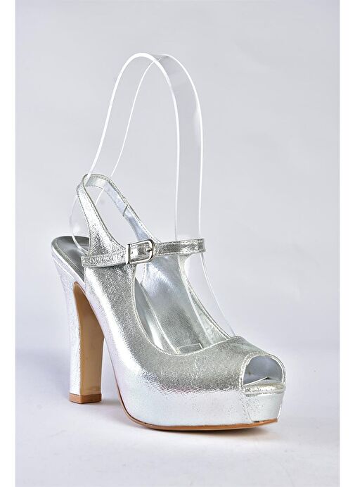 Gümüş Sim Platform Topuklu Kadın Abiye Ayakkabı M348007014 - Görsel 7