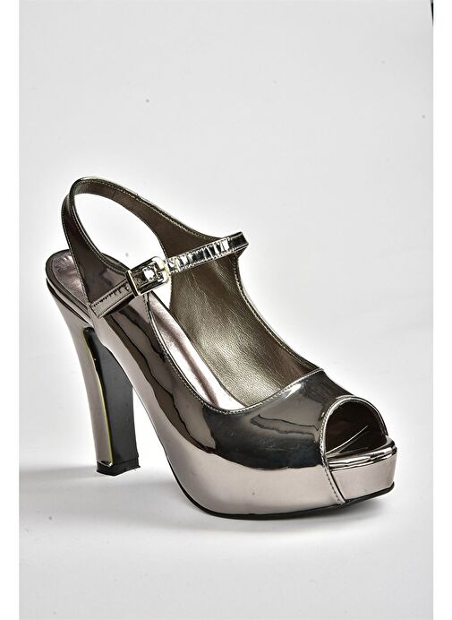 Platin Ayna Platform Topuklu Kadın Abiye Ayakkabı M348007034 - Görsel 6