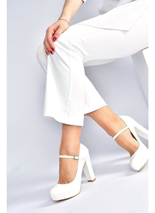 Beyaz Platform Topuklu Kadın Abiye Ayakkabı M348007209 - Görsel 2
