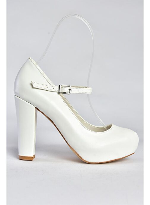 Beyaz Platform Topuklu Kadın Abiye Ayakkabı M348007209 - Görsel 5