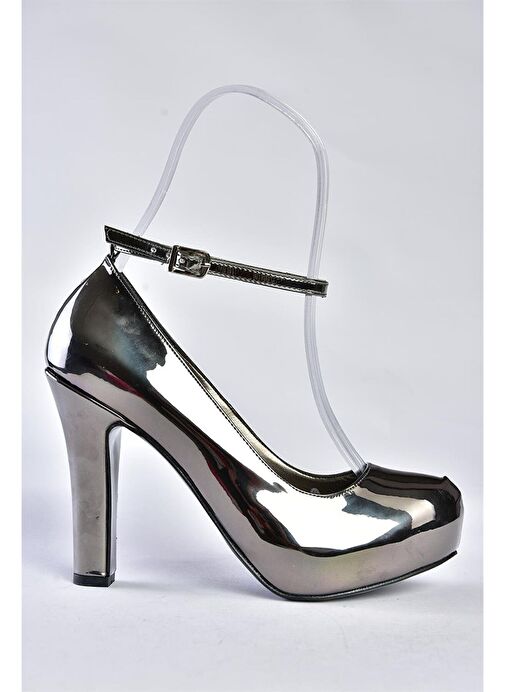 Platin Ayna Platform Topuklu Kadın Abiye Ayakkabı M348007734 - Görsel 5