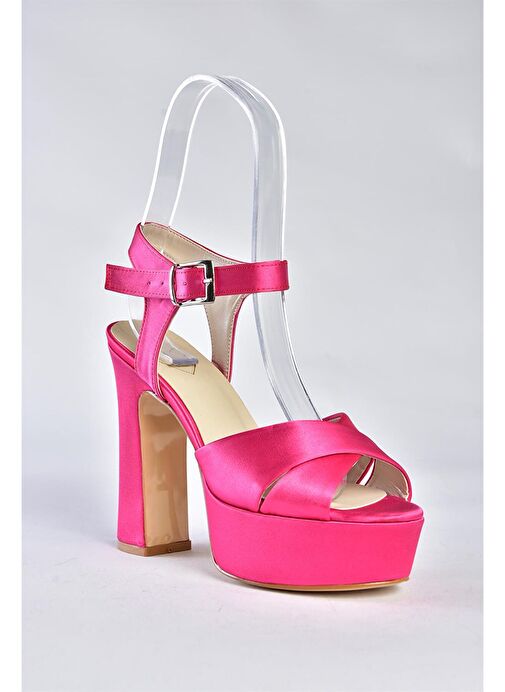 Fuşya Saten Kumaş Platform Topuklu Kadın Abiye Ayakkabı M348202404 - Görsel 7