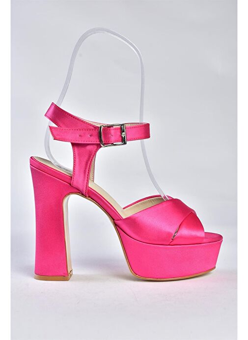 Fuşya Saten Kumaş Platform Topuklu Kadın Abiye Ayakkabı M348202404 - Görsel 8